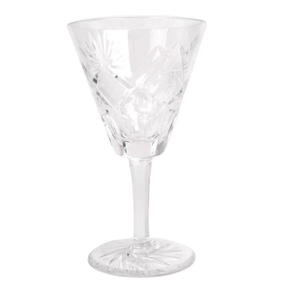 W J Hughes Crystal Janessa Water or Wine Glasses, Cut Star/Pinwheel /Fan Set 11 - Picture 5 of 13